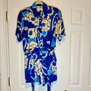 FARM Rio Blue and Cream Floral Men's Shirt